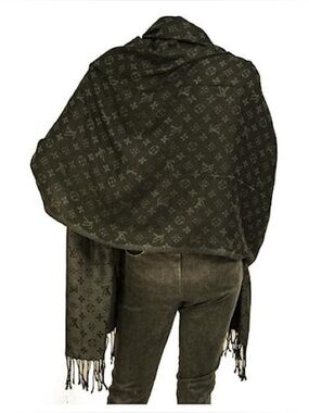 Louis Vuitton Olive Green Monogram Wrap with Fringe